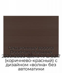 Секционные ворота DoorHan стальные 2300х2800 цвета RAL 8017 (коричнево-красный) с дизайном «волна» без автоматики preview 1