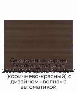Секционные ворота DoorHan стальные 2600х2700 цвета RAL 8017 (коричнево-красный) с дизайном «волна» с автоматикой preview 1