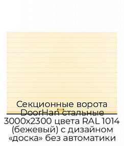 Секционные ворота DoorHan стальные 3000х2300 цвета RAL 1014 (бежевый) с дизайном «доска» без автоматики
