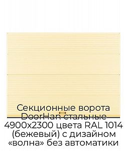 Секционные ворота DoorHan стальные 4900х2300 цвета RAL 1014 (бежевый) с дизайном «волна» без автоматики preview 1