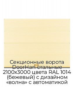 Секционные ворота DoorHan стальные 2100х3000 цвета RAL 1014 (бежевый) с дизайном «волна» с автоматикой preview 1