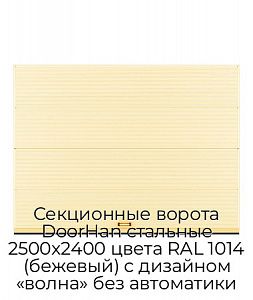 Секционные ворота DoorHan стальные 2500х2400 цвета RAL 1014 (бежевый) с дизайном «волна» без автоматики preview 1