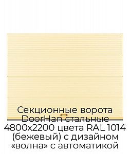 Секционные ворота DoorHan стальные 4800х2200 цвета RAL 1014 (бежевый) с дизайном «волна» с автоматикой preview 1