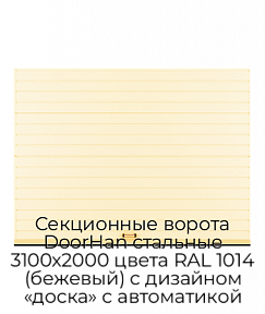 Секционные ворота DoorHan стальные 3100х2000 цвета RAL 1014 (бежевый) с дизайном «доска» с автоматикой