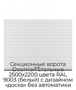 Секционные ворота DoorHan стальные 2500х2200 цвета RAL 9003 (белый) с дизайном «доска» без автоматики