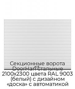 Секционные ворота DoorHan стальные 2100х2300 цвета RAL 9003 (белый) с дизайном «доска» с автоматикой