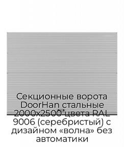 Секционные ворота DoorHan стальные 2000х2500 цвета RAL 9006 (серебристый) с дизайном «волна» без автоматики