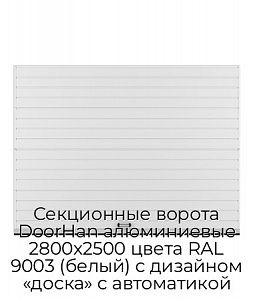 Секционные ворота DoorHan алюминиевые 2800х2500 цвета RAL 9003 (белый) с дизайном «доска» с автоматикой preview 1