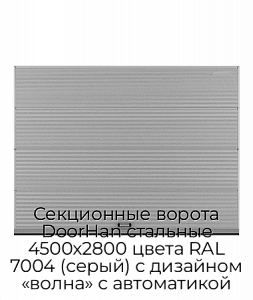 Секционные ворота DoorHan стальные 4500х2800 цвета RAL 7004 (серый) с дизайном «волна» с автоматикой preview 1