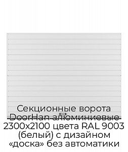 Секционные ворота DoorHan алюминиевые 2300х2100 цвета RAL 9003 (белый) с дизайном «доска» без автоматики preview 1