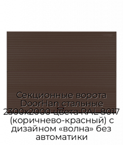 Секционные ворота DoorHan стальные 2300х2000 цвета RAL 8017 (коричнево-красный) с дизайном «волна» без автоматики