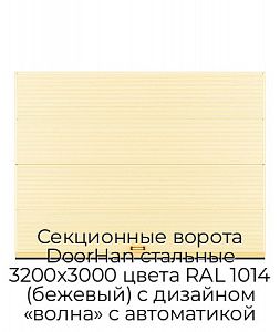 Секционные ворота DoorHan стальные 3200х3000 цвета RAL 1014 (бежевый) с дизайном «волна» с автоматикой preview 1