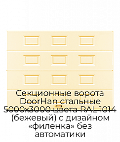Секционные ворота DoorHan стальные 5000х3000 цвета RAL 1014 (бежевый) с дизайном «филенка» без автоматики