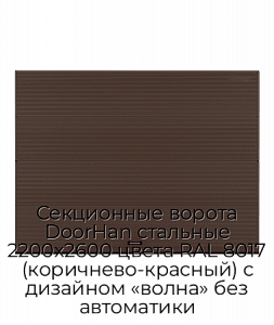 Секционные ворота DoorHan стальные 2200х2600 цвета RAL 8017 (коричнево-красный) с дизайном «волна» без автоматики preview 1