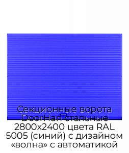 Секционные ворота DoorHan стальные 2800х2400 цвета RAL 5005 (синий) с дизайном «волна» с автоматикой preview 1