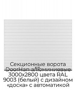 Секционные ворота DoorHan алюминиевые 3000х2800 цвета RAL 9003 (белый) с дизайном «доска» с автоматикой preview 1