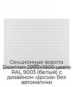 Секционные ворота DoorHan 2900х1800 цвета RAL 9003 (белый) с дизайном «доска» без автоматики