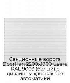 Секционные ворота DoorHan 2200х1900 цвета RAL 9003 (белый) с дизайном «доска» без автоматики