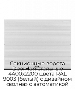 Секционные ворота DoorHan стальные 4400х2200 цвета RAL 9003 (белый) с дизайном «волна» с автоматикой