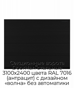 Секционные ворота DoorHan стальные 3100х2400 цвета RAL 7016 (антрацит) с дизайном «волна» без автоматики preview 1