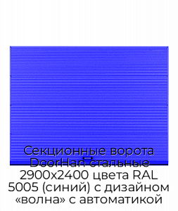 Секционные ворота DoorHan стальные 2900х2400 цвета RAL 5005 (синий) с дизайном «волна» с автоматикой preview 1