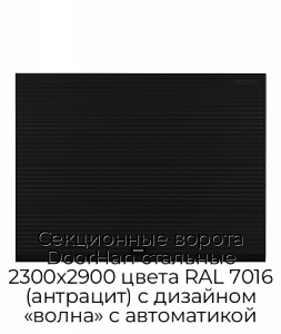 Секционные ворота DoorHan стальные 2300х2900 цвета RAL 7016 (антрацит) с дизайном «волна» с автоматикой preview 1