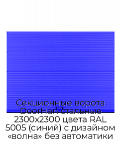 Секционные ворота DoorHan стальные 2300х2300 цвета RAL 5005 (синий) с дизайном «волна» без автоматики