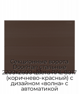 Секционные ворота DoorHan стальные 2200х2600 цвета RAL 8017 (коричнево-красный) с дизайном «волна» с автоматикой preview 1