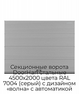 Секционные ворота DoorHan стальные 4500х2000 цвета RAL 7004 (серый) с дизайном «волна» с автоматикой preview 1