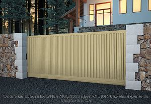 Откатные ворота DoorHan 4100х1500 цвет RAL 1014 бежевый филенка с автоматикой preview 1