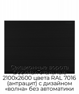 Секционные ворота DoorHan стальные 2100х2600 цвета RAL 7016 (антрацит) с дизайном «волна» без автоматики preview 1