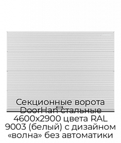 Секционные ворота DoorHan стальные 4600х2900 цвета RAL 9003 (белый) с дизайном «волна» без автоматики