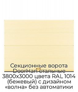 Секционные ворота DoorHan стальные 3800х3000 цвета RAL 1014 (бежевый) с дизайном «волна» без автоматики preview 1