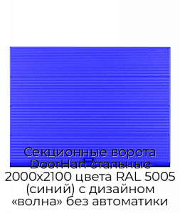 Секционные ворота DoorHan стальные 2000х2100 цвета RAL 5005 (синий) с дизайном «волна» без автоматики preview 1