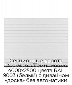 Секционные ворота DoorHan алюминиевые 4000х2500 цвета RAL 9003 (белый) с дизайном «доска» без автоматики preview 1