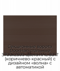 Секционные ворота DoorHan стальные 3700х2300 цвета RAL 8017 (коричнево-красный) с дизайном «волна» с автоматикой preview 1