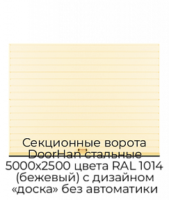 Секционные ворота DoorHan стальные 5000х2500 цвета RAL 1014 (бежевый) с дизайном «доска» без автоматики
