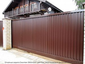 Откатные ворота DoorHan 3900х1200 цвет RAL 3005 бордовый филенка без автоматики preview 1