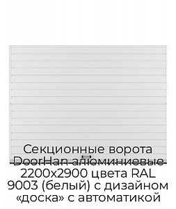 Секционные ворота DoorHan алюминиевые 2200х2900 цвета RAL 9003 (белый) с дизайном «доска» с автоматикой preview 1