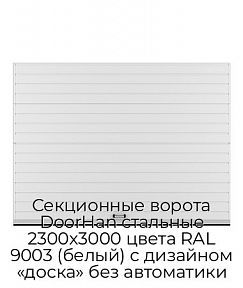 Секционные ворота DoorHan стальные 2300х3000 цвета RAL 9003 (белый) с дизайном «доска» без автоматики