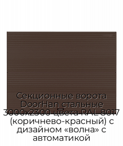 Секционные ворота DoorHan стальные 3000х2300 цвета RAL 8017 (коричнево-красный) с дизайном «волна» с автоматикой preview 1