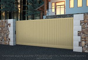 Откатные ворота DoorHan 4700х1500 цвет RAL 1014 бежевый доска с автоматикой preview 1