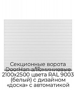 Секционные ворота DoorHan алюминиевые 2100х2500 цвета RAL 9003 (белый) с дизайном «доска» с автоматикой preview 1