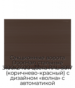 Секционные ворота DoorHan стальные 3100х2400 цвета RAL 8017 (коричнево-красный) с дизайном «волна» с автоматикой