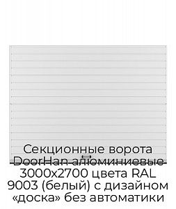 Секционные ворота DoorHan алюминиевые 3000х2700 цвета RAL 9003 (белый) с дизайном «доска» без автоматики preview 1