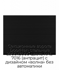 Секционные ворота DoorHan стальные 2900х3000 цвета RAL 7016 (антрацит) с дизайном «волна» без автоматики